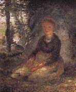 Jean Francois Millet Shepherdess sitting under the shadow oil on canvas